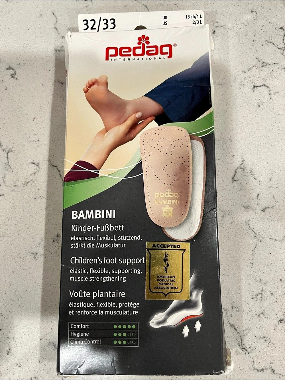 pedag Bambini Children's Insoles Brown UK 13ch / 1L US 2/3L